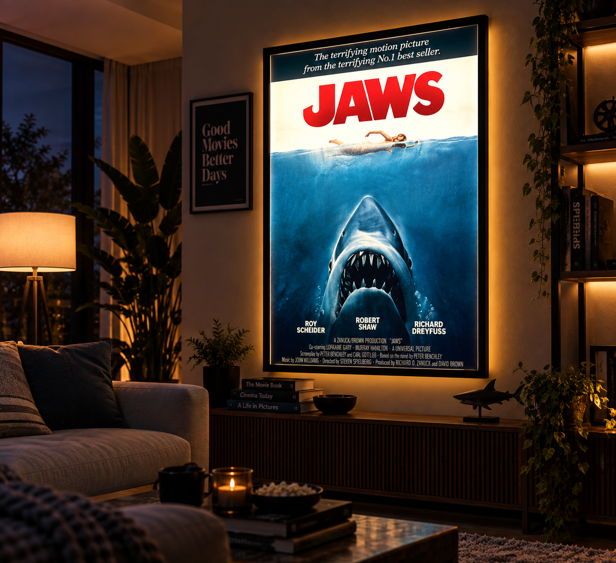 Jaws Girls Sinema Posteri – A2 Ultra İnce LED Lightbox Çerçeve